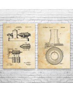Power Plant Patent Prints Set of 2