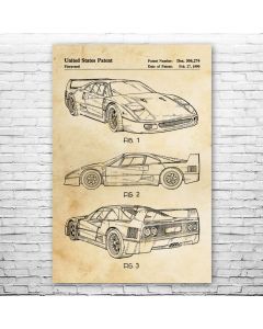 F40 Sports Car Poster Patent Print