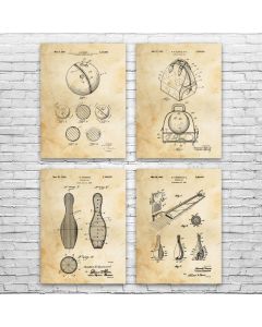 Bowling Patent Posters Set of 4