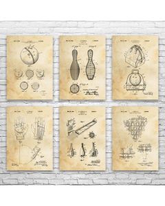 Bowling Patent Posters Set of 6