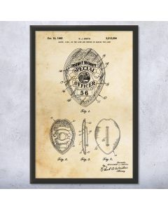 Police Badge Patent Framed Print