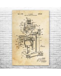 Vertical Milling Machine Patent Print Poster