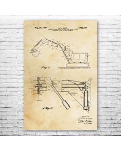 Backhoe Excavator Patent Print Poster