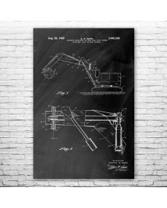 Backhoe Excavator Patent Print Poster