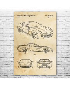 California Sports Car Patent Print Poster