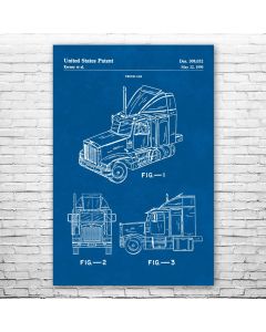 Semi Truck Patent Print Poster
