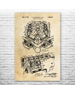 V8 Hemi Engine Patent Print Poster