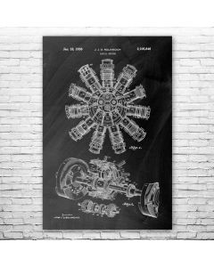 Radial Engine Patent Print Poster