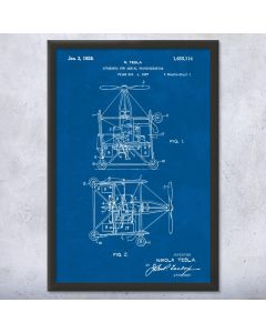 Nikola Tesla Flying Car Patent Framed Print