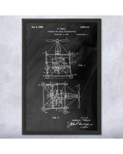 Nikola Tesla Flying Car Framed Patent Print