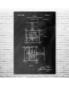 Nikola Tesla Flying Car Poster Patent Print