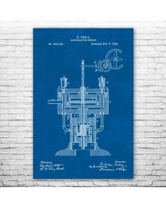 Nikola Tesla Reciprocating Engine Patent Print Poster