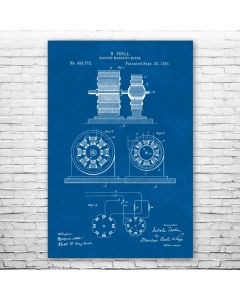 Nikola Tesla Magnetic Motor Poster Patent Print