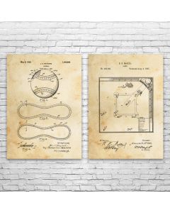 Baseball Patent Prints Set of 2