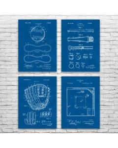 Baseball Patent Posters Set of 4