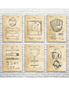 Baseball Patent Posters Set of 6