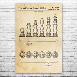 Wall Art Print, 1966 Set of Chess Pieces Patent