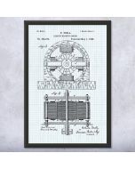 Tesla Electromagnetic Motor Patent Framed Print