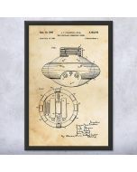 Jacques Cousteau Submarine Patent Framed Print