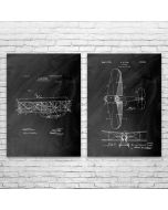 Early Airplane Patent Prints Set of 2