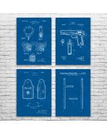 Police Patent Posters Set of 4