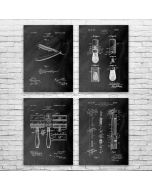 Shaving Patent Posters Set of 4