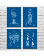 Barber Shop Patent Posters Set of 4