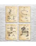 Horse Riding Patent Posters Set of 4