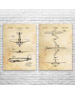 Passenger Airplane Patent Prints Set of 2