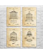 Bird Cage Patent Posters Set of 4