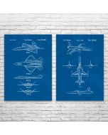 Fighter Jet Patent Prints Set of 2
