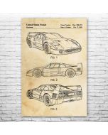 F40 Sports Car Patent Print Poster